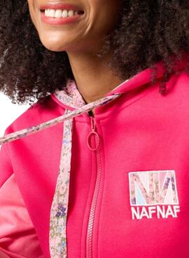 Sweat Naf Naf Colorblock pour Femme Fushia