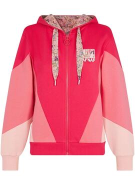 Sweat Naf Naf Colorblock pour Femme Fushia