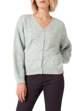 Cardigan Naf Naf Court Brocart pour Femme Bleu clair