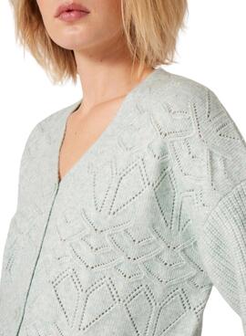 Cardigan Naf Naf Court Brocart pour Femme Bleu clair