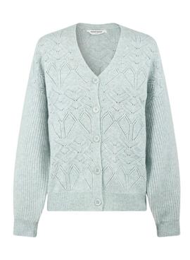 Cardigan Naf Naf Court Brocart pour Femme Bleu clair