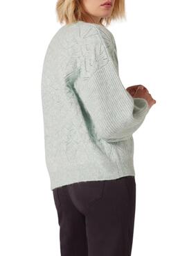 Cardigan Naf Naf Court Brocart pour Femme Bleu clair