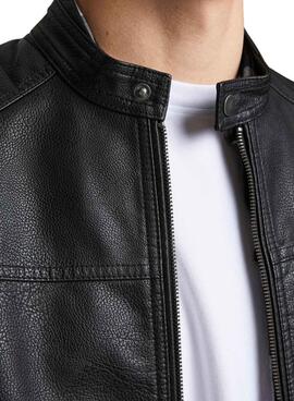 Veste Jack & Jones Similicuir Noire pour Homme
