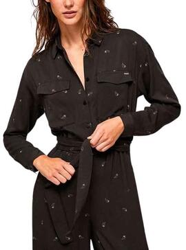Jumpsuit Pepe Jeans Pam Printed Noire pour Femme