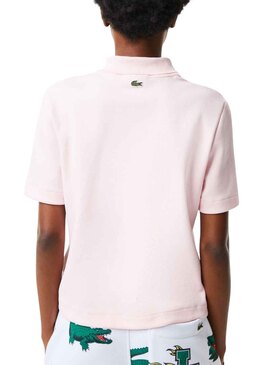 Polo Lacoste Holiday Crop pour Femme Rose