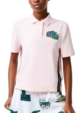 Polo Lacoste Holiday Crop pour Femme Rose