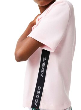 Polo Lacoste Holiday Crop pour Femme Rose