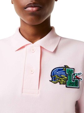 Polo Lacoste Holiday Crop pour Femme Rose