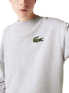 Sweat Lacoste Loose Fit Gris pour Homme