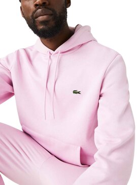 Sweat Lacoste Basique Rose pour Homme