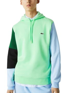 Sweat Lacoste Colorblock Vert pour Homme