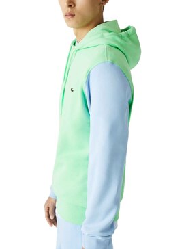 Sweat Lacoste Colorblock Vert pour Homme