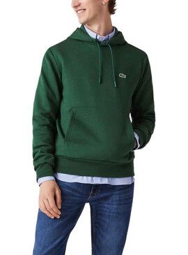 Sweat Lacoste Basic Capuche Vert pour Homme