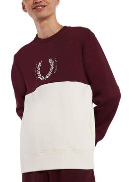 Sweat Fred Perry Circle Bordeaux et Beige