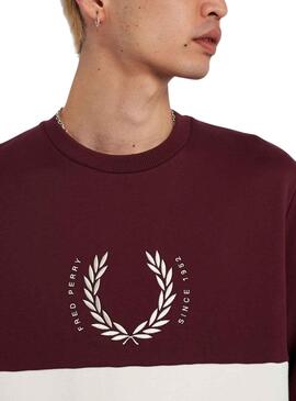 Sweat Fred Perry Circle Bordeaux et Beige