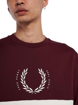 Sweat Fred Perry Circle Bordeaux et Beige