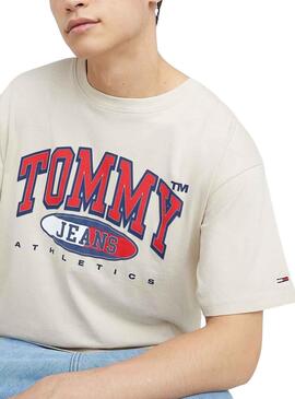 T-Shirt Tommy Jeans Graphic Beige pour Homme