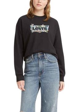 Sweat Levis Logo Fleurs Noire pour Femme