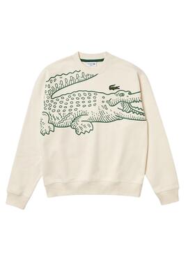 Sweat Lacoste Vintage Beige pour Homme