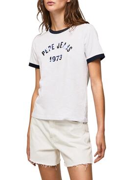 T-Shirt Pepe Jeans Moni Blanc pour Femme