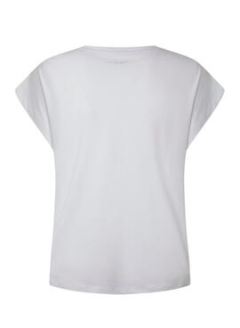 T-Shirt Pepe Jeans Bloom Blanc pour Femme
