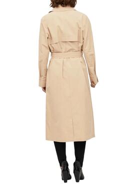Trench Vila Mersin Long Beige pour Femme