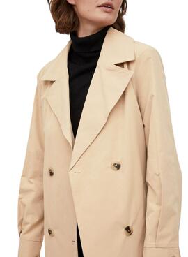 Trench Vila Mersin Long Beige pour Femme