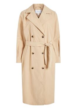 Trench Vila Mersin Long Beige pour Femme