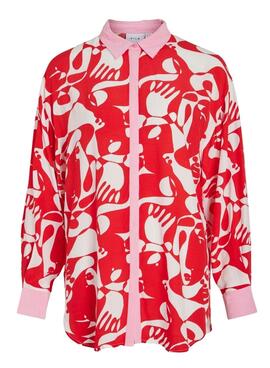 Chemise Vila Kikki Rouge et Blanc pour Femme