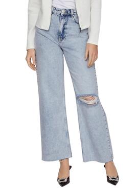 Pantalon Jeans Vila Fiona Bleu Claro pour Femme