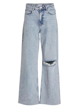 Pantalon Jeans Vila Fiona Bleu Claro pour Femme
