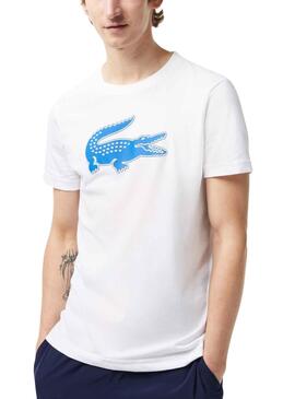 T-Shirt Lacoste Big Croco Blanc et Bleu 