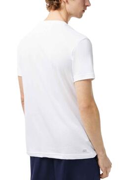 T-Shirt Lacoste Big Croco Blanc et Bleu 