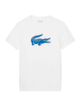 T-Shirt Lacoste Big Croco Blanc et Bleu 