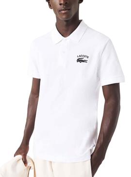 Polo Lacoste Embroidery Logo Blanc pour Homme