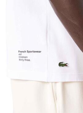 Polo Lacoste Embroidery Logo Blanc pour Homme