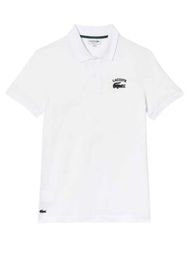 Polo Lacoste Embroidery Logo Blanc pour Homme