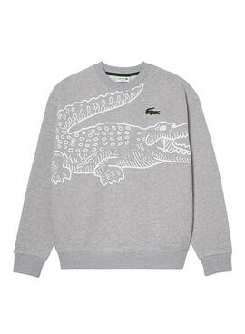 Sweat Lacoste Crocodile Gris pour Homme