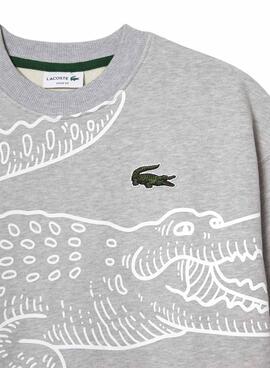 Sweat Lacoste Crocodile Gris pour Homme