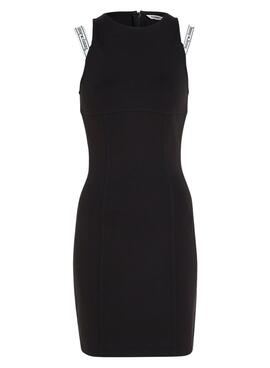 Robe Tommy Jeans Logo Taping Noire pour Femme