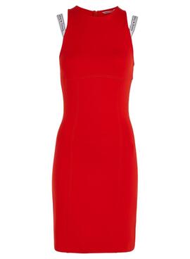 Robe Tommy Jeans Logo Taping Strap Bodycon Rouge Femme