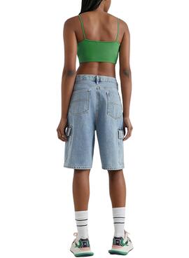 Top Tommy Jeans Ultra Crop Vert pour Femme