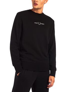 Sweat Fred Perry Bordada Noire Pour Homme