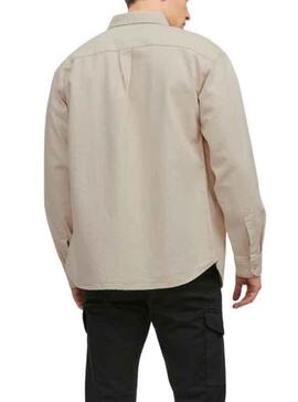 Chemise Jack & Jones Beige Ruisseau pour Homme