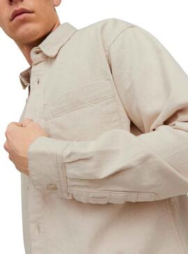 Chemise Jack & Jones Beige Ruisseau pour Homme