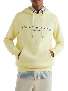 Sweat Tommy Hilfiger Logo Sweat à capuche Jaune Homme