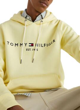 Sweat Tommy Hilfiger Logo Sweat à capuche Jaune Homme