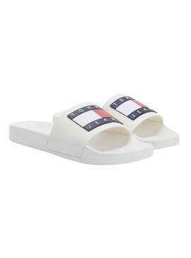 Flip flops Tommy Jeans Flag Piscine Blanc pour Femme