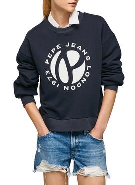 Sweat Pepe Jeans Wyllile Bleu Marine pour Femme