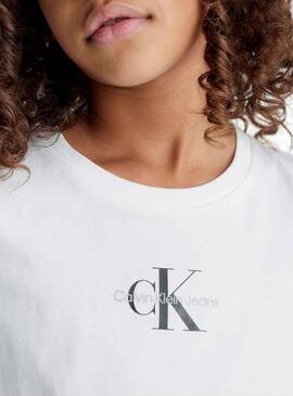 T-Shirt Calvin Klein Micro Monogram Blanc Fille